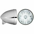 In Pro Car Wear 7 in. Flamed Headlight Bucket, Chrome with T70700 Pie Cut Lamp with H4 Bulb HB74010-7